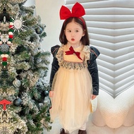 ชุดเจ้าหญิงฤดูหนาว Snow White Princess Dress สำหรับเด็กผู้หญิง กระโปรงยาวปานกลาง แขนยาว คอตั้ง กระโป