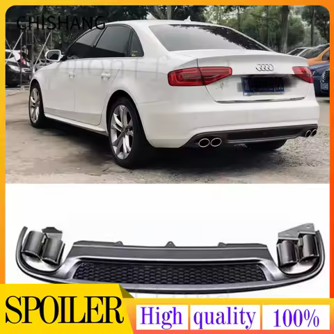 Rear Bumper Diffuser & Exhaust Tip Muffler Pipe Body Kit Splitter Spoiler For Audi A4 B8 B8.5 S-Line