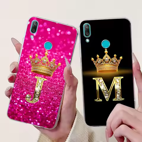 For Huawei Y7 Y7 Y9 Prime 2019 Case DUB-LX1 Case Crown Letters Soft Silicone Bumper Cover for Huawei