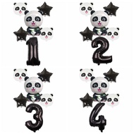 6 pcs / panda animal design set with number of 32" foil balloons