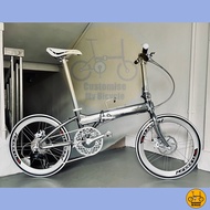 Crius Master D 22” • 9 Speeds Shimano Sora • Litepro Aero Wheelset • Folding Foldable Foldie Fold Bicycle Bike • 451 tyres • Diamond Silver • 20” inches Chrome Silver • Velocity Fnhon Blast Gust Tornado • Customise My Bicycle •