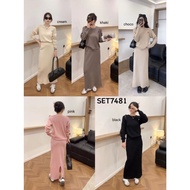 SET7481 Airport Outfit Knit Set Sweater n Long Skirt