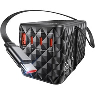 LENCENT 85W International Travel Power Adapter with Retractable USB C Cable, GaN Universal Travel Ad