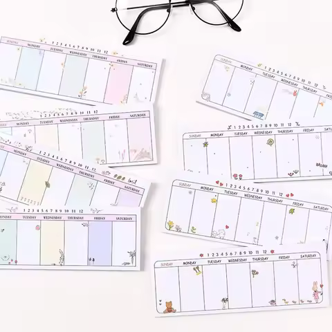 Office School Supplies Creative Stationery Cartoon Sticky Notes Long Weekly Planner Pad Schedule Who