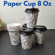 Paper Cup Coffee 8 Oz + Lid Paper Cup Tea Cup 8oz 50pc
