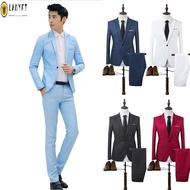 Fashion Forward Business Suit Slim Blazer Jacket and Pants for Men's Formal Look