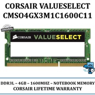 HWS20 - RAM Laptop Corsair 4GB DDR3L 1600 MHz SODIMM Memory CMSO4GX3M1