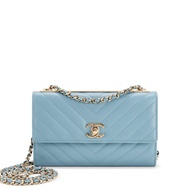 Chanel Light Blue Chevron Trendy CC Wallet on Chain Pale Gold Hardware, 2018