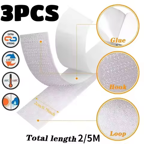 yes2/5M Self-adhesive Fastener Tape with Glue Strap for DIY Clothing Bag Craft Self-Adhesive Hook Lo