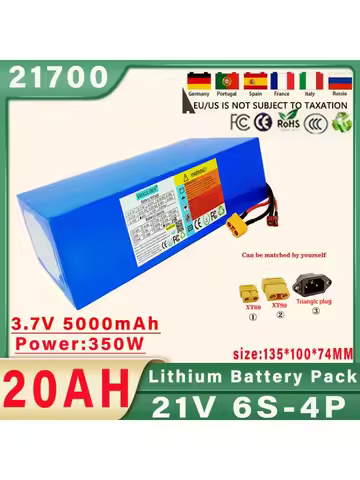 21V 20AH 6S 4P 21700 lithium battery pack With 15A BMS 350W high-power rechargeable Tool Batteries O