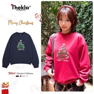 Thekla Loose Fox Fur Sweater with Christmas Tree Print BST287 Multi-Color, Soft and Thick to Keep Wa