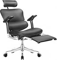 HDZWW Ergonomic Office Chair,Luxury Leather Boss Chair with 4D Armrests, Executive Chair with Headrest and Automatic Elastic Lumbar Support