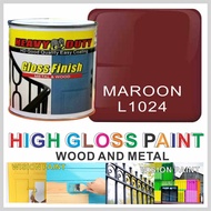 L1024 MAROON 1L ( 1 LITER ) HEAVY DUTY High Gloss Finish Paint for Wood &amp; Metal ( Fast Dry / Good Coverage )