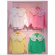 QC shirt with yellow lace collar 99% New