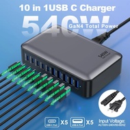 200/300/540/620W GaN Charger Station High Power Multi-Port Fast Charging Multiple USB PD Charge Hub 