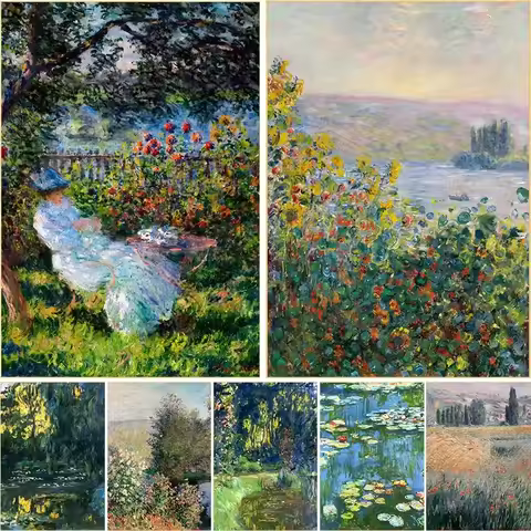 Diamond Painting Vintage Claude Monet Waterlily Pond Nature Landscape Mosaic Handmade Artwork Exquis