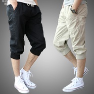 Men Casual Pants 7 Points Sports Pants Korean Version Loose Trendy Men's Cropped Shorts Summer Pure 