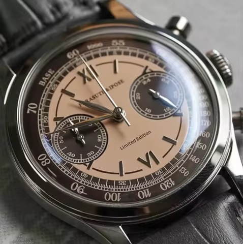 FARASUTE Men Chronograph Watch 38mm Quartz Wristwatch Sapphire Mirror 3ATM Waterproof VK64 Middle Ea