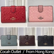 COACH/Coach F25937 Medium Corner Zip Wallet Debossed Signature Leather Women Fold Over Purse Short Card Coin Purse 25937