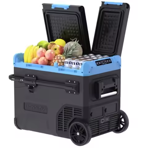45L Dual Zone Car Refrigerator Freezer -468 48Qt Compressor Cooler with Reversible Door Metal Handle