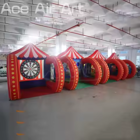 Outdoor Funny Inflatable Carnival Sport Game Customized Commercial Axe Throwing Basketball Shooting 