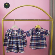 KEMEJA NEW Kelvin Kids Couple Shirts and Dresses||Flannel Material|| Shirts Ages 1-5 Years|| Top Dre