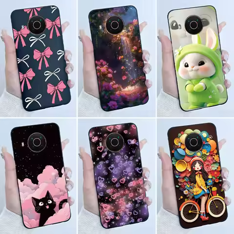 For Nokia X10 X20 X100 Phone Case Cute Love Rabbit Cartoon Black Matte Soft TPU Protective Cover for