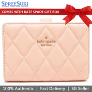 Kate Spade Wallet In Gift Box Carey Smooth Quilted Leather Medium Wallet Pink # KA591