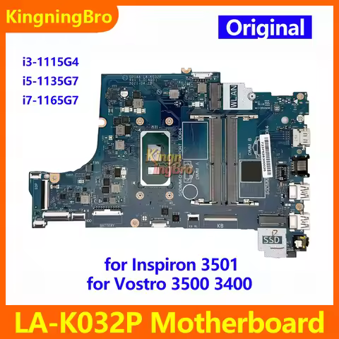 Laptop LA-K032P Notebook Mainboard For Dell Vostro 3400 3500 Inspiron 3501 Motherboard CPU i3 i5 i7