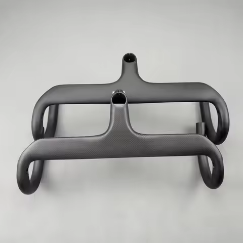 Integrated Handlebars with Stem for Road Bike, No Logo Cycling Carbon Handlebar, 28.6mm, 3K, UD Matt