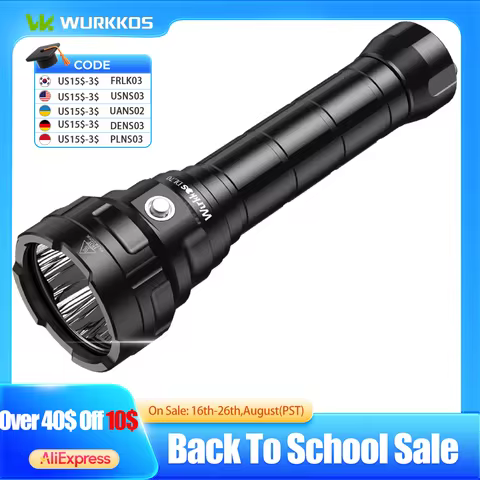 Wurkkos DL70 Scuba Flashlight 13000LM High Power Searchlight IPX8 Waterproof 4*XHP50B LED Lamp 2*266
