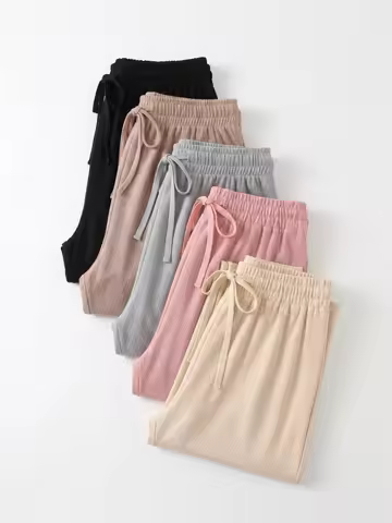 Grey Khaki Women High Waisted Trousers 2026 Summer Slacks Loose Women Pants Soft Ice Silk Ankle-Leng