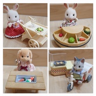 Rabbit with Food Cart, Rabbit &amp; Vegetable Booth, Poodle &amp; Barbecue Table, Cat &amp; Pizza Counter, Bike Sylvanian Families