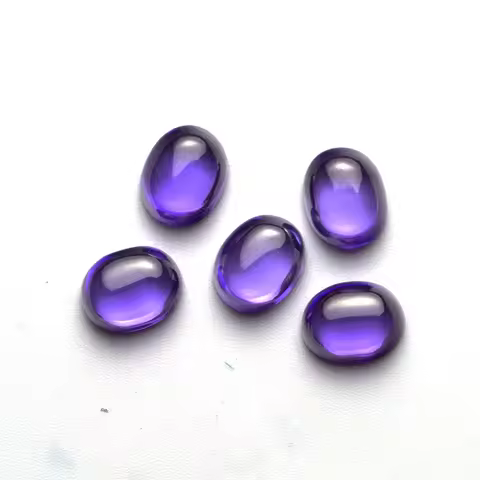 Size 4x6~9x11mm Oval Shape Violet Cabochon CZ Stones Synthetic Gems Cubic Zirconia Garnet Golden Yel