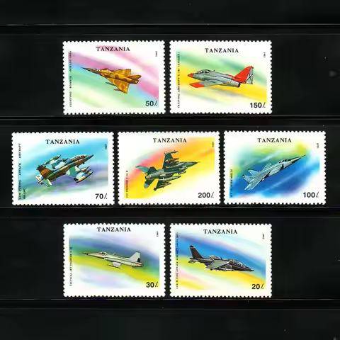 7Pcs/Set New Tanzania Post Stamp 1993 Aircraft Fighter Stamps MNH