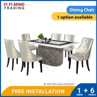 Doretta Marble Dining Set/ Marble Dining Table/ Meja Makan 6 Kerusi/ Meja Makan Marble/ Meja Makan Set