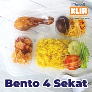 thinwall bento sekat 3/4 star + tutup bening anti bocor/thinwall KLIR/ tempat makan bento/foodgrade
