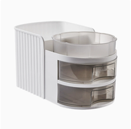 桌面收納盒化妝品夾縫收納盒桌面文具收納盒高階感抽屜式透明儲物