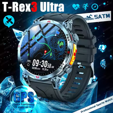 NEW Military T-Rex3 Ultra Men GPS SmartWatch With Dual band GPS 650mAh Battery Compass 5ATM Waterpro