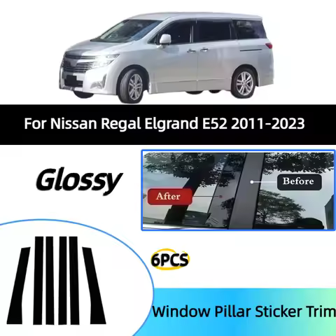 For Nissan Regal Elgrand E52 2011-2023 window decoration bright black door frame center pillar stick