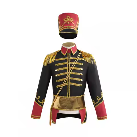 lili 123Men Circus Ringmaster Lion Tamer Show Outfits Tailcoat Jacket with Hat Set for Halloween Bir