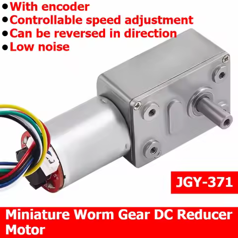 JGY-371 Miniature Worm Gear DC Reducer Motor, 6V/12V/24V with encoder, adjustable speed, reversible 