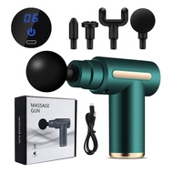 Mini Fascia Massage Gun 6 Speeds With 4 Massage Heads LCD Screen Digital Silent Vibration Massage