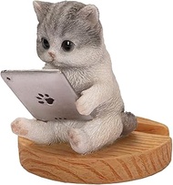 Uvia H22329-1 Sabatra White Cat Looking at Tablet, Smartphone Stand, 3.5 x 3.0 x 3.1 inches (9 x 7.5