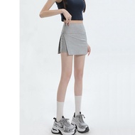 ✨3930 People Hidden Side Slit Yoga Culottes Summer Anti-glare Slimmer Look Hip Skirt a-line Sports S