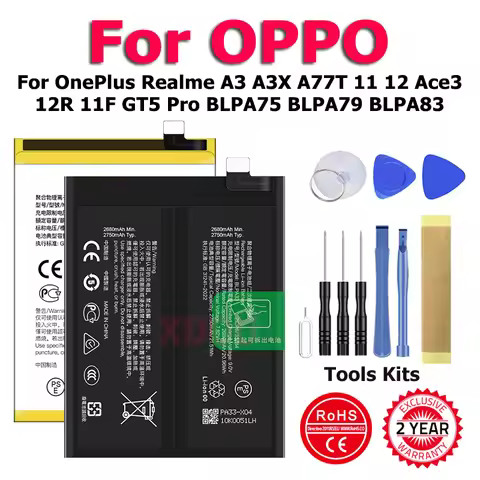 BLPA25 BLPA31 BLPA33 BLPA41 BLPA75 BLPA77 Battery For OnePlus Realme A3 A3X A77T 11 12 Ace3 12R 11F 