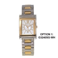 Giordano Silver Gold Curvex Rectangle Mens Vintage Slim Quartz Watch (All-Stainless Steel) G3240