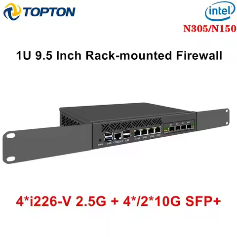 Topton 1U Rack Mini PC 2x10G SFP+ 4x i226-V 2.5G Intel i3-N305 N150 DDR5 mSATA Network Router Server