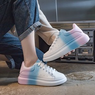Color McQueen thick soled small white shoes versatile Korean casual sports gradient leather shoes