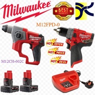 MILWAUKEE PROMOTION SET 12V 6.0AH M12CH-602C COMPACT SDS 2-MODE HAMMER + M12FPD-0 COMPACT HAMMER DRILL COMBO SET